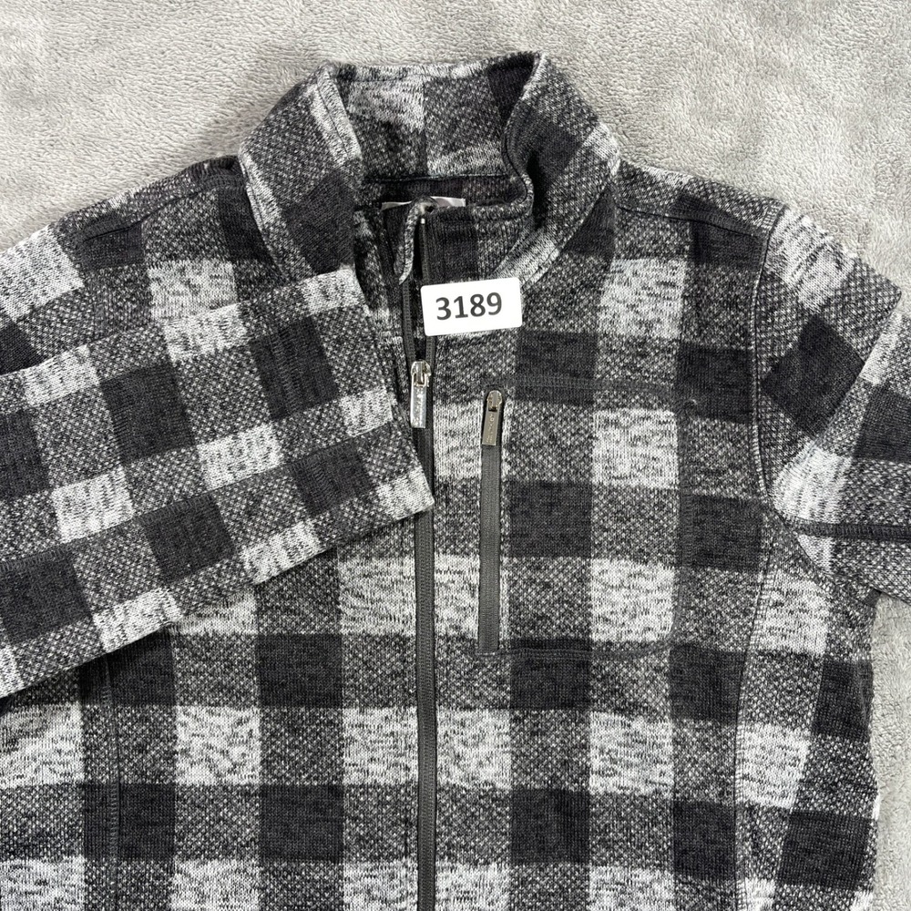 Calvin Klein Fleece Jacket Women L Gray Buffalo Plaid Zip Mock Neck M8XE6819 - Picture 1 of 8
